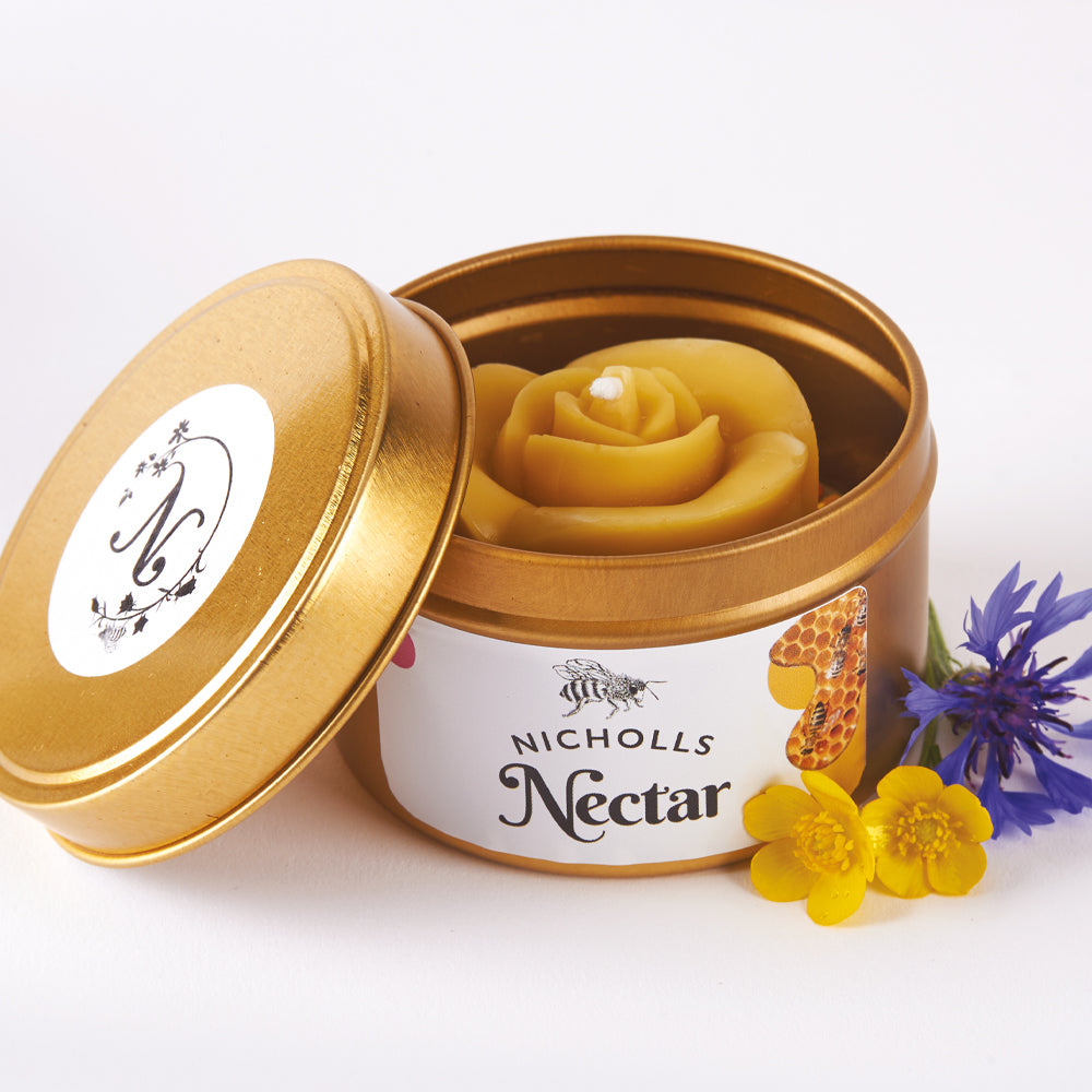 Luxury Beeswax Rose Candle in a Tin